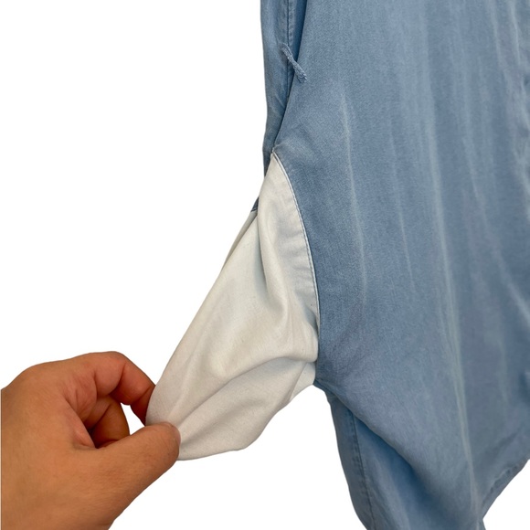 POPSUGAR Blue Chambray Mini Dress With Pockets Women Size XL - Picture 8 of 11